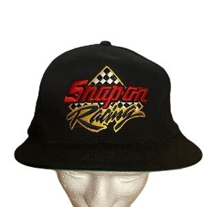 Vintage Snap-On Racing Patch SnapBack Hat Black Red Gold